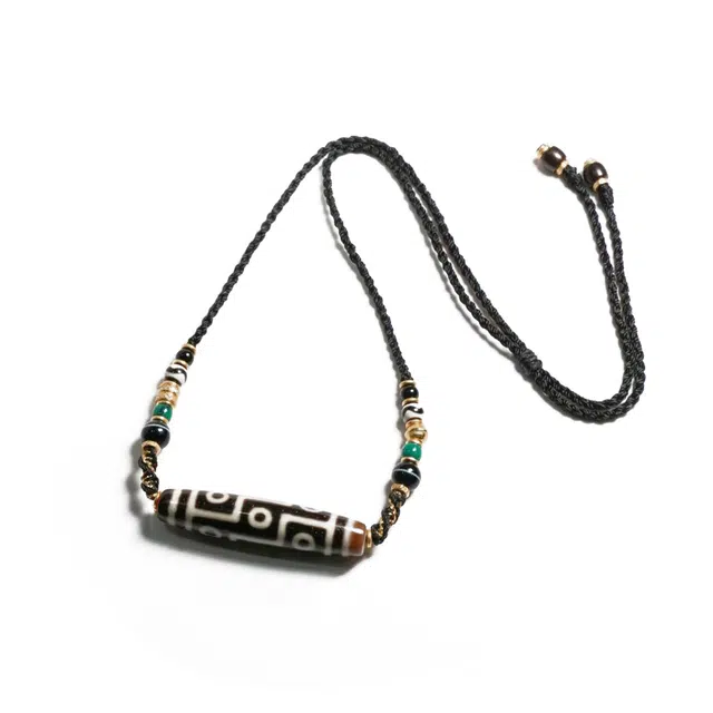 【财运福运走上坡】 玉临门 万事亨通 事业有成 藏式牙黄九眼天珠项链 复古民族风配饰锁骨链文玩#好运 玛瑙 玉石项链 男女同款情侣款