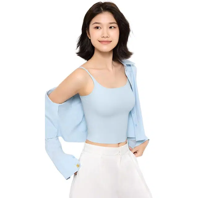 有棵树 冰丝短款内搭纯色简约背心 女款