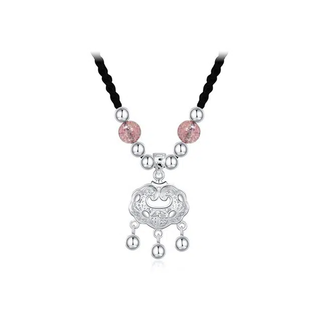 心草 新中式复古小众镂空国潮风轻奢雅韵民族风福字锁包 合金 项链 女款