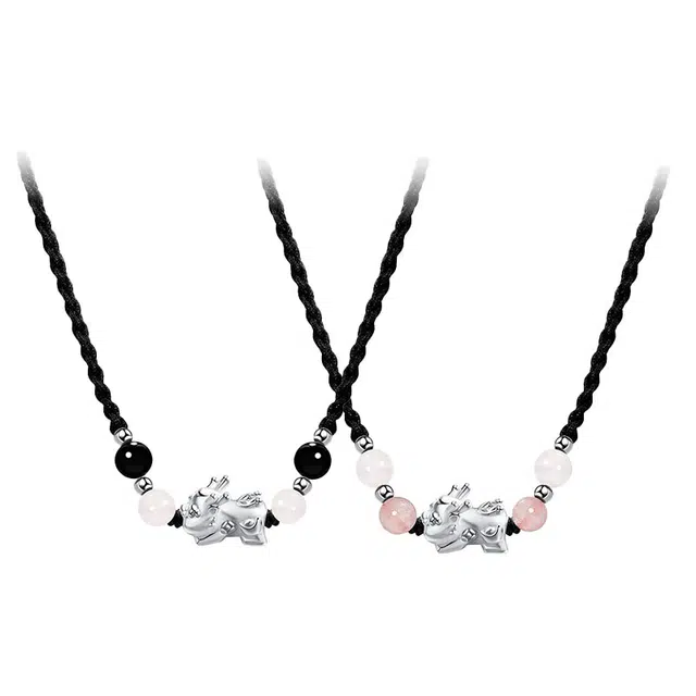 大唐国鼎 转运招财貔貅 新中式国风小众设计抓钱吞金兽开运手工编织绳抽拉可调节 合金 项链 男女同款情侣款