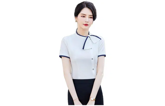 唐娜姿兰 休闲通勤纯色短袖衬衫 女款