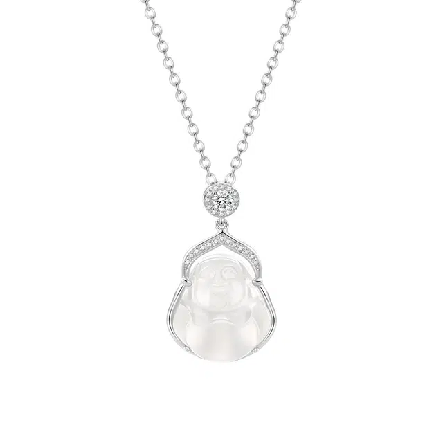 尚仟伊 【福泽安康】国风笑口常开弥勒佛温润招财纳福 上岸转运本命佛#好运 玉髓 项链 女款