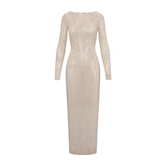 NAKED WARDROBE Open Back Gown Crystal