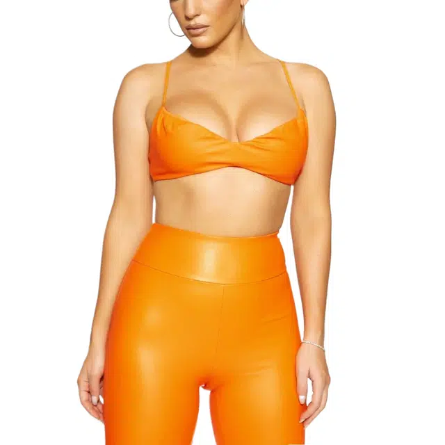 NAKED WARDROBE Vegan Leather Crop Top