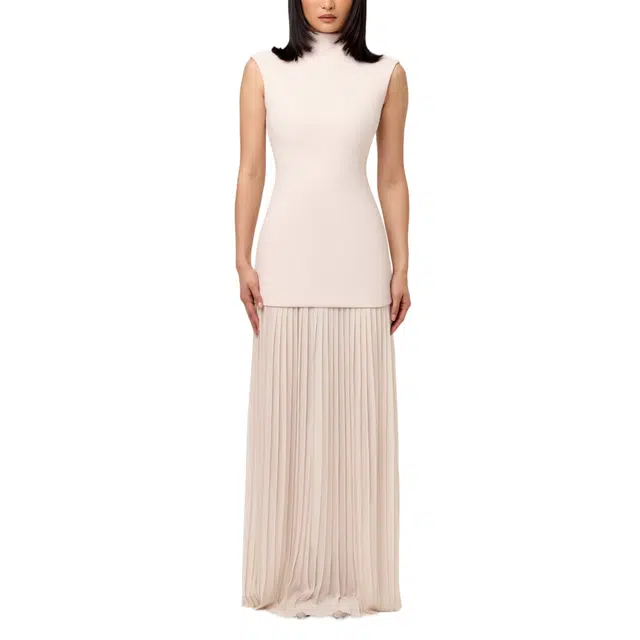 NAKED WARDROBE Pleated Sleeveless Maxi Dress Chiffon