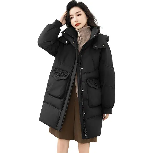鸭鸭 时尚百搭连帽纯色加厚羽绒服 女款