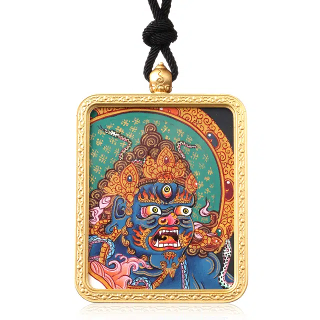喃呢 精工手绘 藏式唐卡 平安顺遂 功德无量 黑财神尊者 招财转运来财 新中式国风国潮旺福 平安吉祥 铜合金 项链 男女同款情侣款