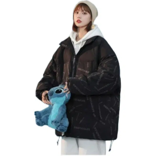 玉儿恋 港风加厚宽松立领保暖棉服 男女同款