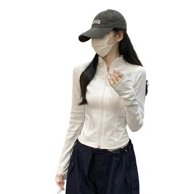 水中花 秋冬韩版修身百搭鱼骨设计舒适截短外套 女款