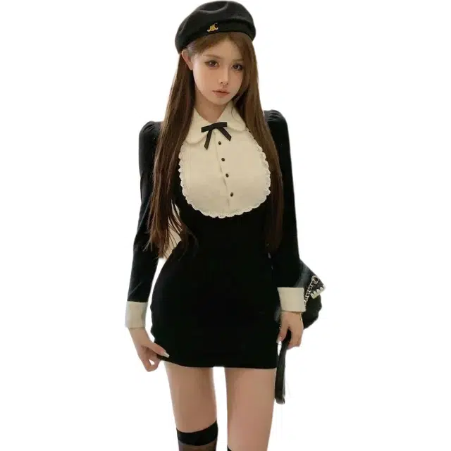 哒头下雨不愁 小香风富家千金生日小礼服法式高级纯欲包臀长袖连衣裙 女款