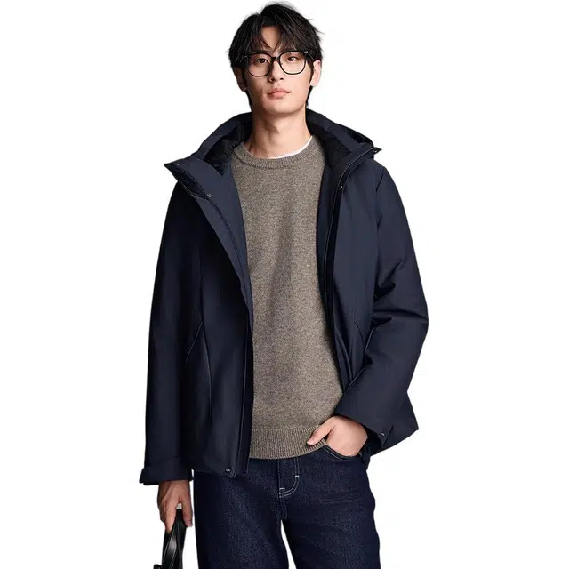 棉先生 保暖连帽纯色长袖棉服 男款
