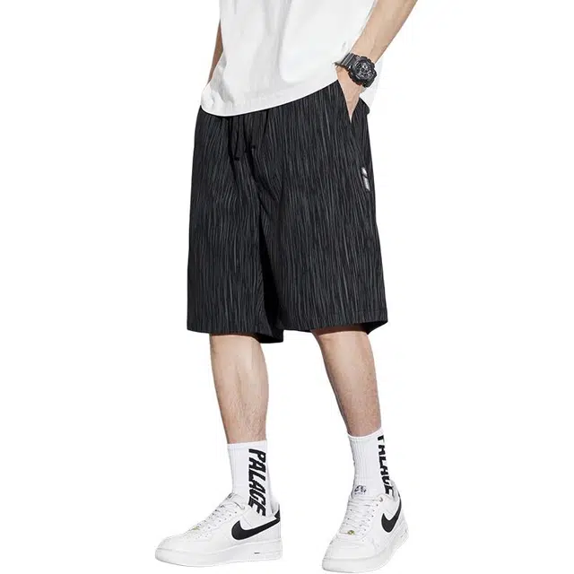 协协乐 冰丝夏季薄款速干裤子沙滩马裤运动美式潮牌五分中裤休闲短裤 男款