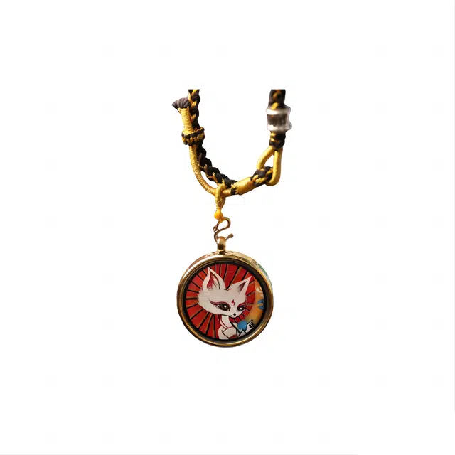 玉临门 国风民族风改变运势好运连连狐仙妖娆圆形唐卡热贡手绘 合金 项链 男女同款情侣款 送 男 女朋友 七 夕礼 物 礼盒包装