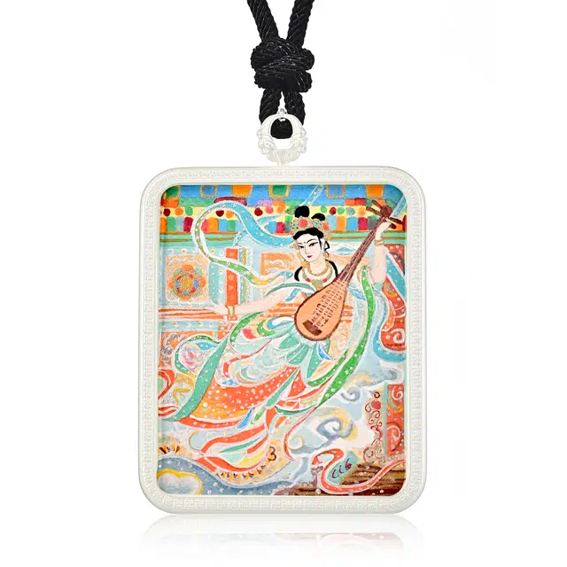 喃呢 【藏式热贡精工手绘唐卡】天外飞仙增福增慧护身符平安好运 新中式都市文玩国风 铜合金 项链 男女同款情侣款