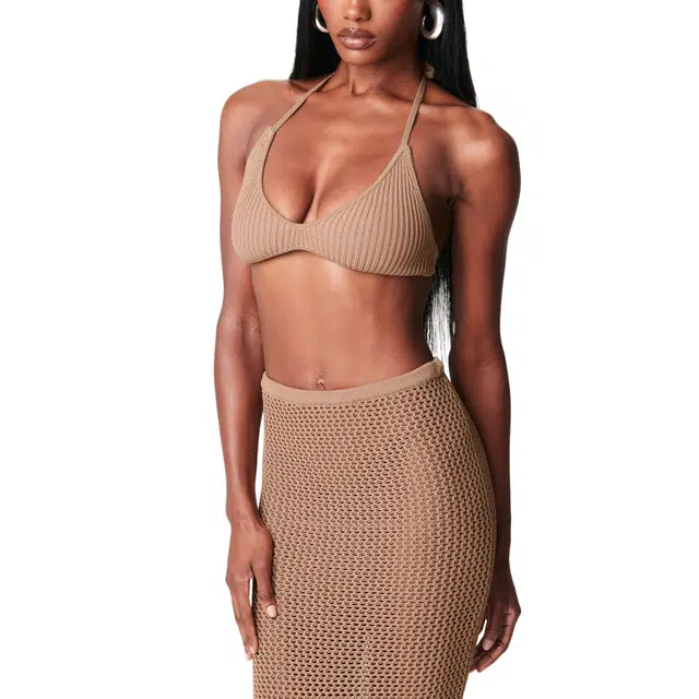 NAKED WARDROBE Knit Halter Crop Top