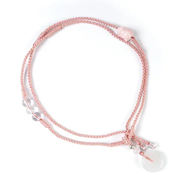 絮物 国潮小香风【平安绯梦】款新中式纯手工编织轻奢高级感温柔小众文玩万事顺遂#好运 天山翠 项链 男女同款情侣款