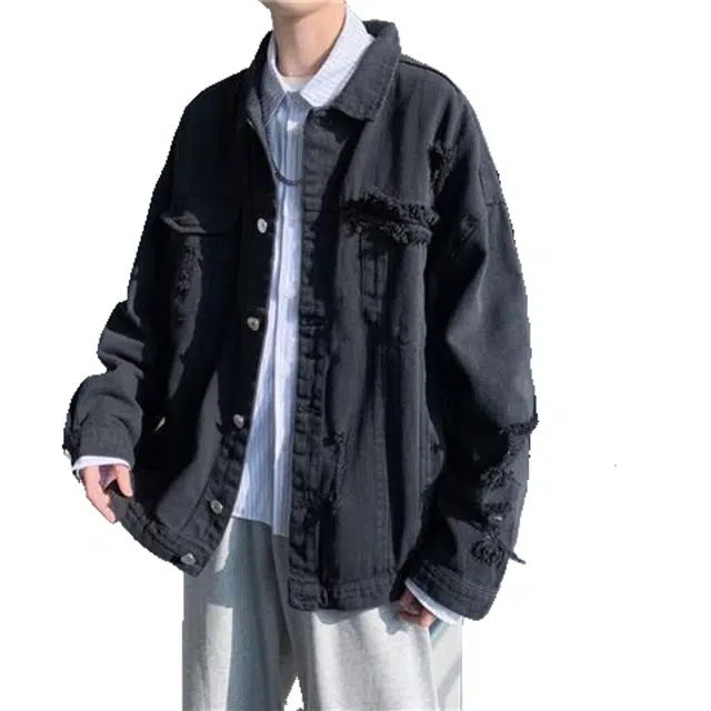 玉儿恋 韩版潮流帅气宽松百搭夹克外套 男款