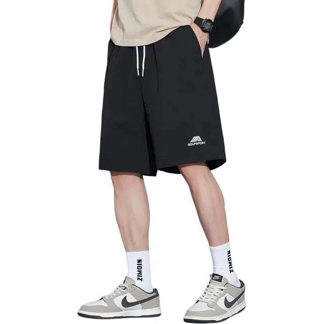 协协乐 薄款速干美式潮牌高街宽松直筒冰丝凉感透气运动百搭五分中裤子休闲短裤 男款