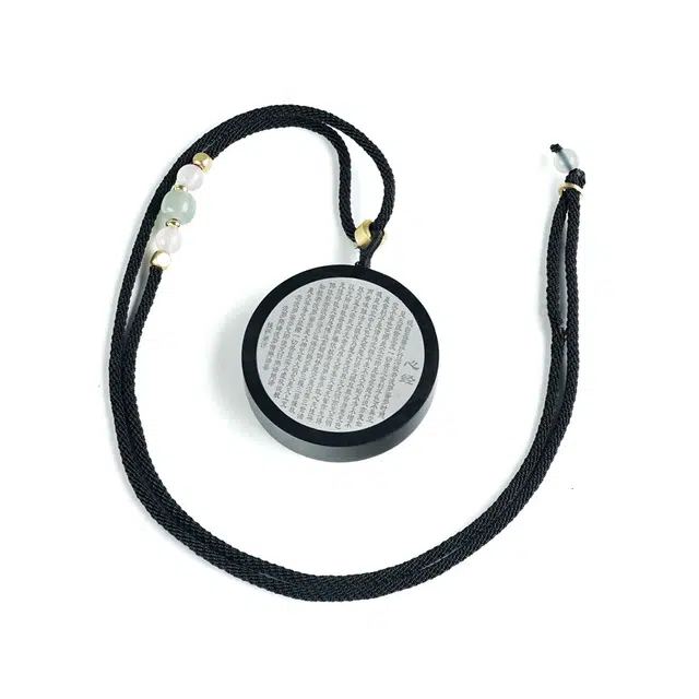 舞依翡 木镶银心经圆牌汽车挂件中国风包挂饰品洒净护身心经 黑檀 吊坠 男女同款情侣款