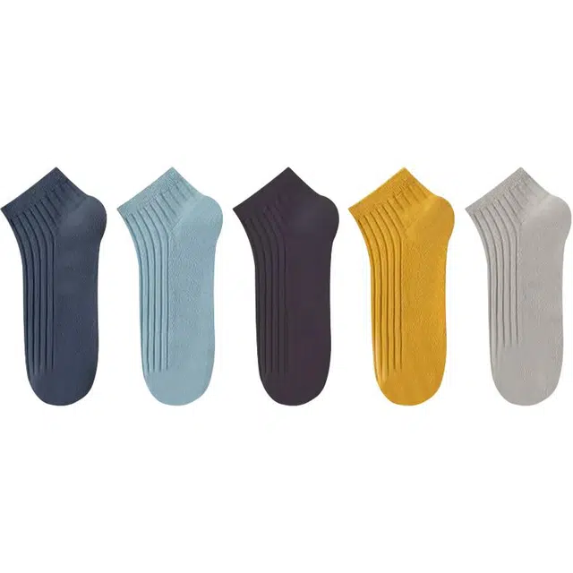 睦隆世家 纯色简约柔软休闲舒适透气运动吸湿排汗不勒脚短袜 男款 组合装