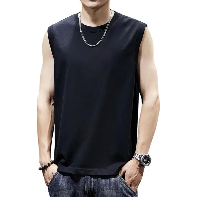 贵色 坎肩纯色简约打底汗衫透气吸汗训练美式户外运动健身纯棉无袖背心 男女同款