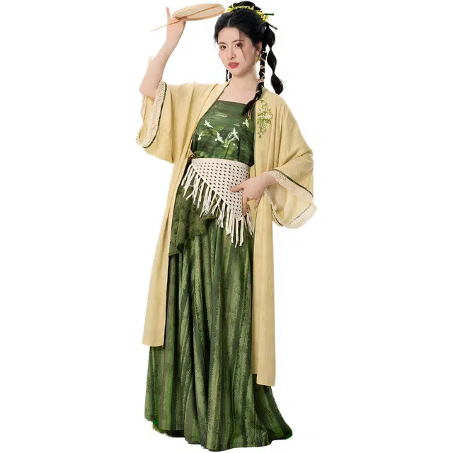 织造司 [碧野山径]宋制长干寺抹胸宋裤配流苏剪花腰带汉服 女款