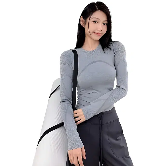 怪力萝莉  高弹服透气速干衣修身显瘦运动上衣长袖  瑜伽外套  女款