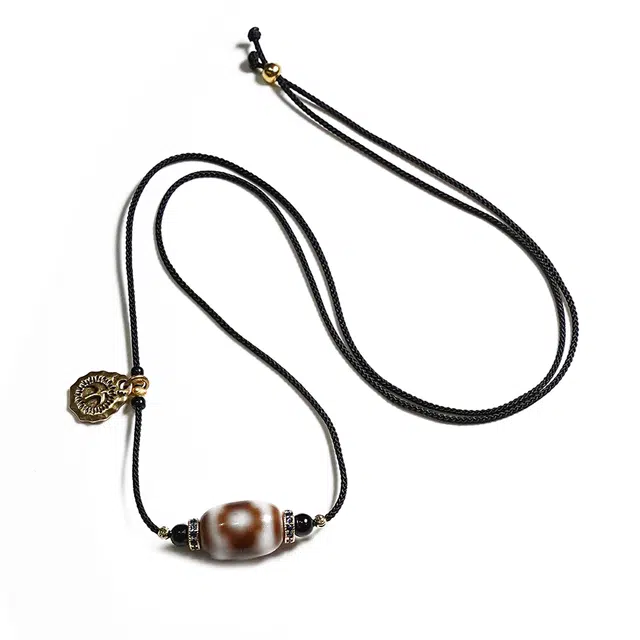 玉临门 招财进宝 好运相伴 藏式风格 复古民族风 玛瑙 项链 男女同款情侣款