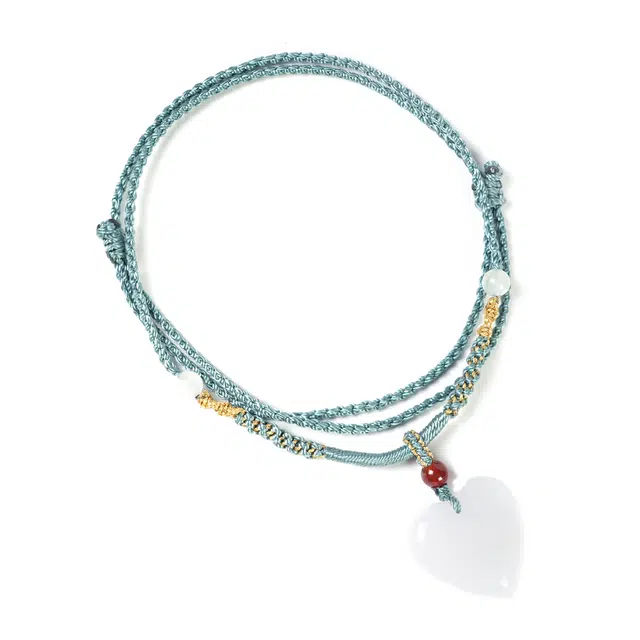 絮物 新中式国潮【一心一意】小香风纯手工编织轻奢高级感温柔小众文玩锦瑟合鸣#好运 天山翠 项链 男女同款情侣款