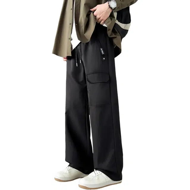 敦煌博物馆 纯色阔腿百搭宽松系带时尚休闲裤 男女同款