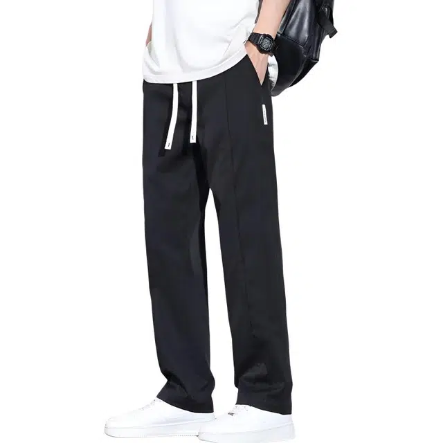 潮人榜 日系简约褶皱拼接薄款潮牌通勤日常百搭舒适感速干运动直筒垂直休闲裤 男女同款