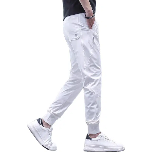 潮人榜 夏季薄款美式潮牌高端冰丝束脚运动裤痞帅速干休闲裤 男款