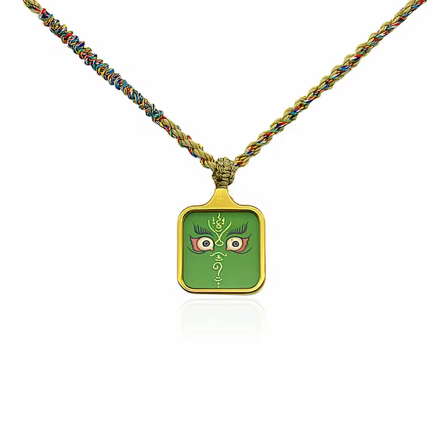 玉临门 国潮招财绿财神法眼唐卡热贡手绘 合金 项链 男女同款情侣款 礼盒