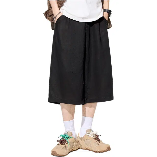 独驰 凉感透气肌理感七分裤直筒宽松休闲短裤 男女同款