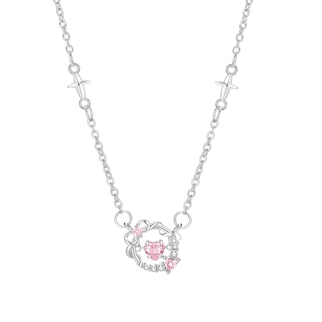珂里 甜美多巴胺动爱心 锁骨链小众轻奢高级感气质灵动粉爱心吊坠百搭 合金 项链 女款