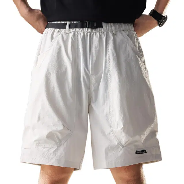 贵色 冰丝凉感薄款多口袋美式复古设计感外穿宽松休闲五分裤子工装短裤 男女同款