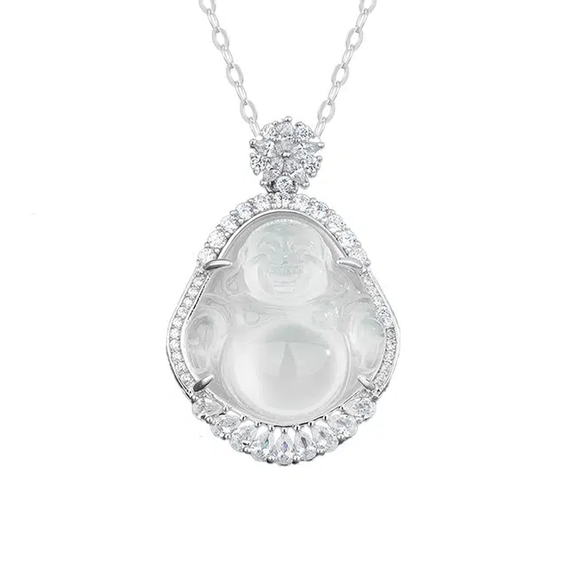 周百福 弥勒佛慈祥笑颜 广纳福运 新中式国潮 精致国潮 平安喜乐本命佛 弥勒佛锁骨链 新中式小众轻奢本命年 玉髓 项链 男女同款情侣款