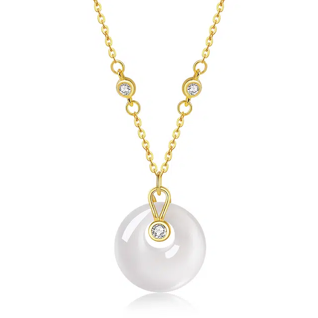 【福运常伴】 印象眸 新中式平安扣时尚精致简约百搭气质高级感显白清冷感如意扣锁骨链 礼盒包装#好运 玉髓 项链 女款