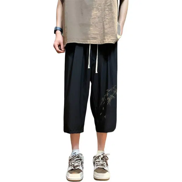 顶峰保罗 新中式潮牌国风印花简约直筒五分裤宽松百搭小众设计感运动凉感舒适大码休闲短裤 男女同款