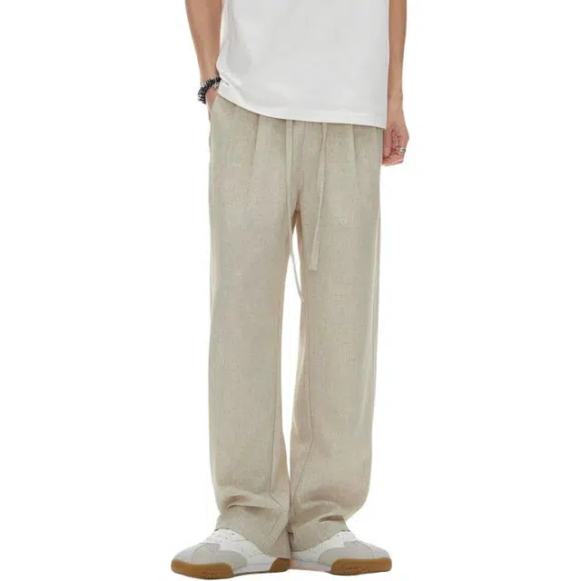 童先森 日系复古纯色日常通勤百搭垂感长裤休闲裤 男款