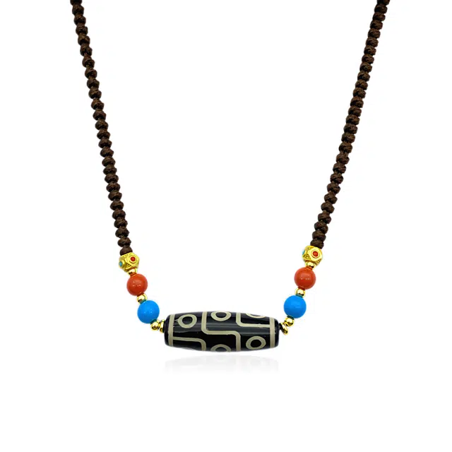 玉临门 新中式民族风复古九眼天珠 玛瑙 玉石项链 男女同款情侣款