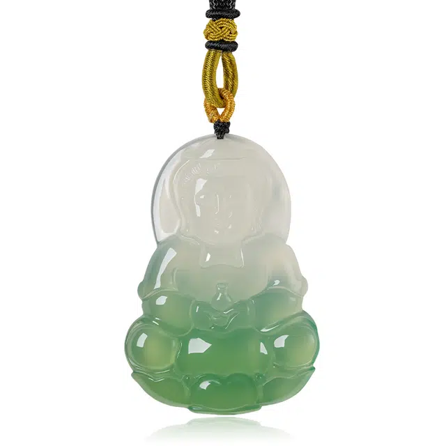 缘钰祥 观音 新中式温润细腻国潮国风招财纳福财源滚滚编织绳锁骨链 玉髓 项链 男女同款情侣款