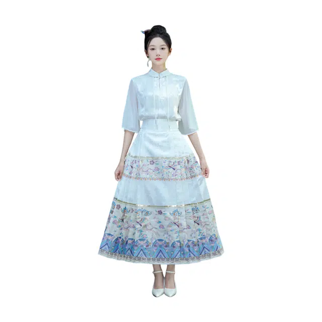 荟萃阁 新中式女装盘扣复古提花重工刺绣凤舞九天织金马面裙女裙装套装 女款