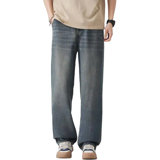 隐狼世家 宽松直筒长裤舒适牛仔裤 男款