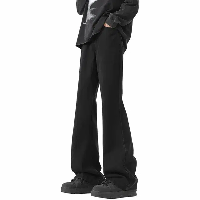 八哥 美式废土风春夏限定质感基础款弯刀裤复古弹力阔腿显高显瘦垂感百搭时尚高级感运动舒适柔软不硬个性简约牛仔裤 男女同款