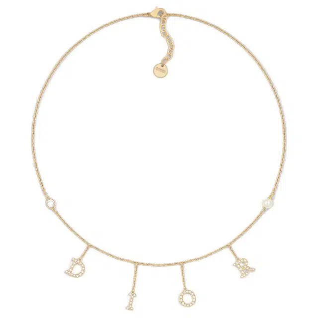 DIOR Logo Metal Necklace Gold