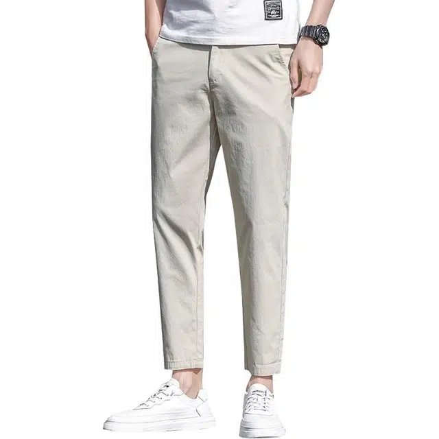 吉肯蒂 薄款纯色直筒修身裤子潮流九分休闲裤 男款