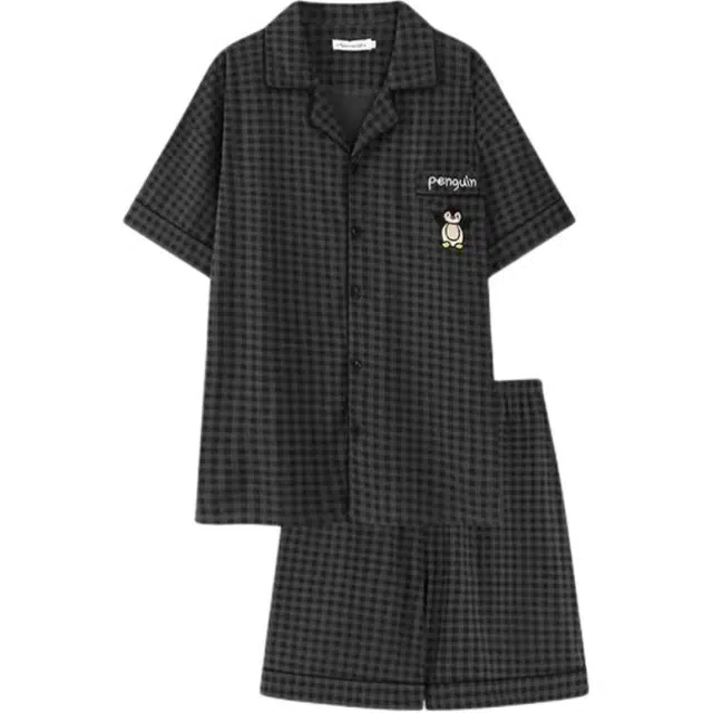 顶瓜瓜 夏季男透气舒适简约休闲轻盈两件套家居服睡衣套装 男款