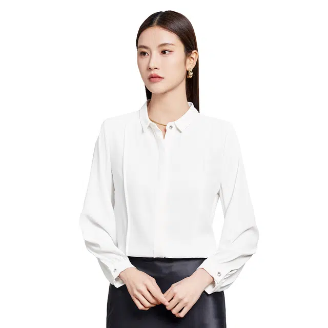 富铤 文艺风时尚休闲简约百搭翻领长袖衬衫 女款