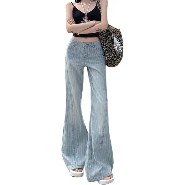 如续 美式低腰提花工艺分割线条设计牛仔裤 女款